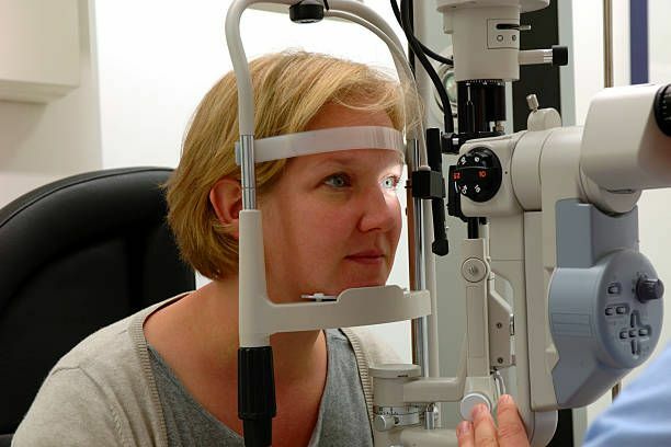 Lady having eyes tested