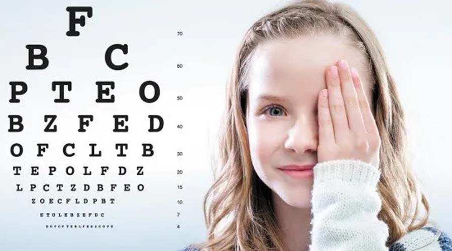 Girl at eye test